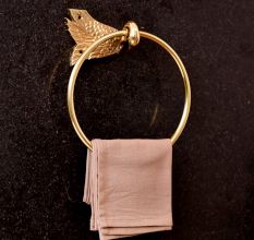 Modern Handmade Brass Towel Ring in Golden Finish